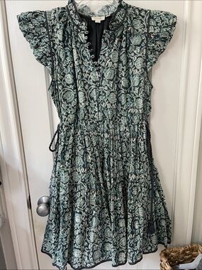 Let Me Be  Navy & Teal Floral Tiered Dress